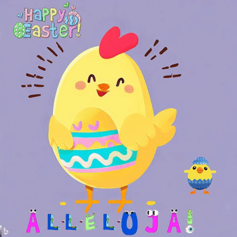 Wesoły żółty kurczaczek śpiewa Alleluja!