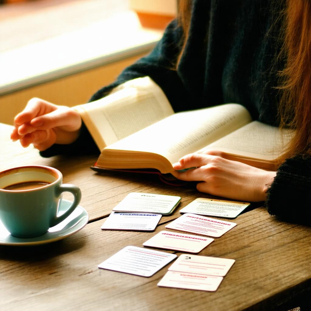 Młody mężczyzna uczący się języków w przytulnym domu z otwartym zeszytem i podręcznikiem.