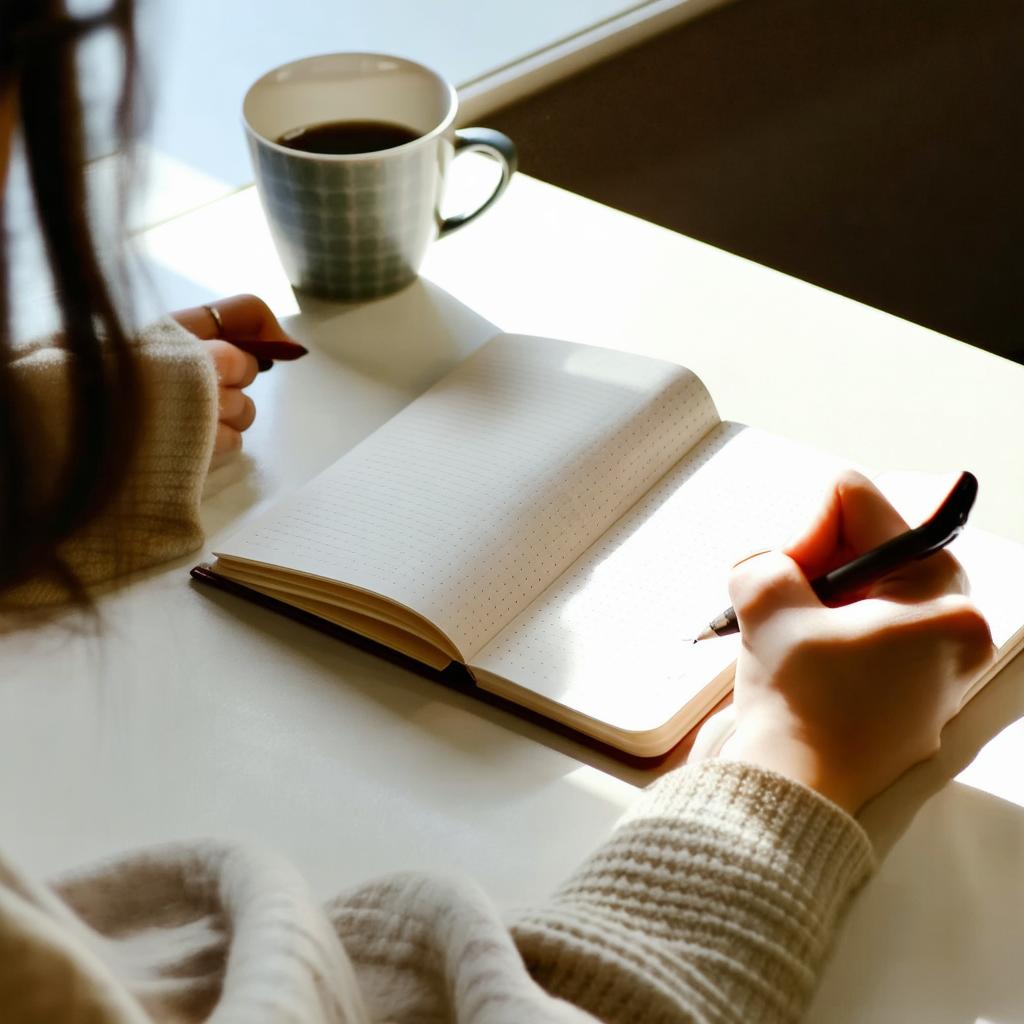 Młoda profesjonalna kobieta pracująca na laptopie w przytulnym pokoju z kubkiem kawy obok.