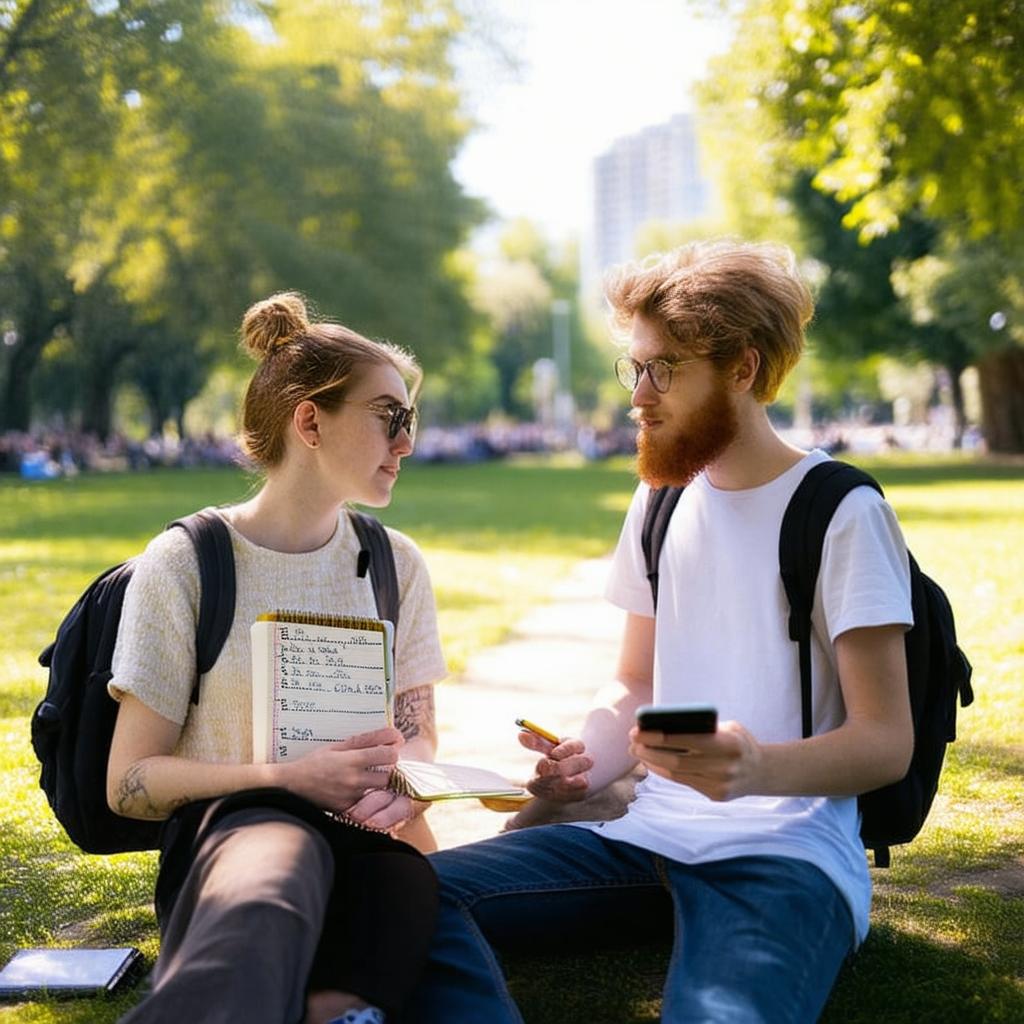 Grupa różnorodnych ludzi piszących noworoczne postanowienia w przytulnym pomieszczeniu.